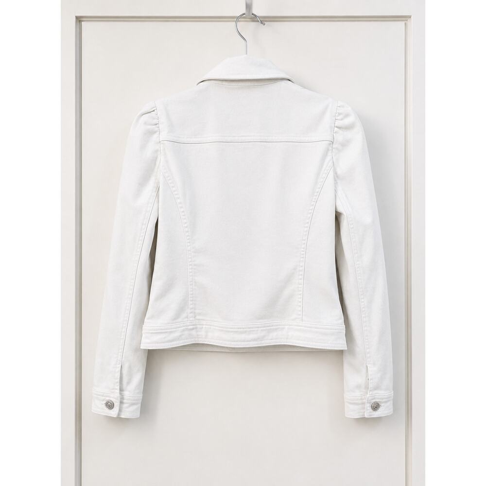 WHBM White Stretch Denim Puff Sleeve Fitted Jacket Size Extra Small🤍✨ 🤍 - Picture 6 of 15